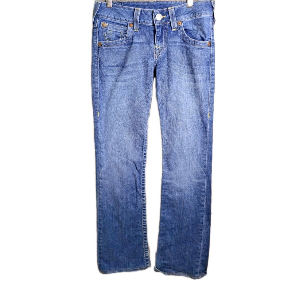 True Religion Joey Bootcut Jeans Low Rise Y2K Western Stitch Size 28 - Picture 2 of 13